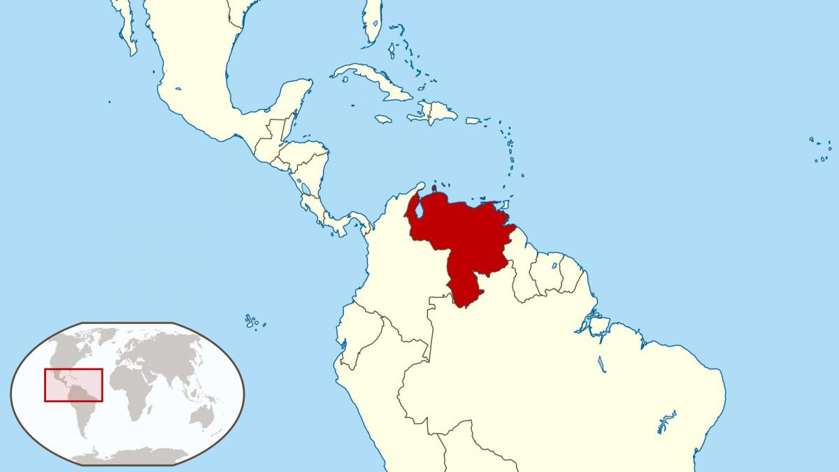 venezuela na mapi u južnoj americi.