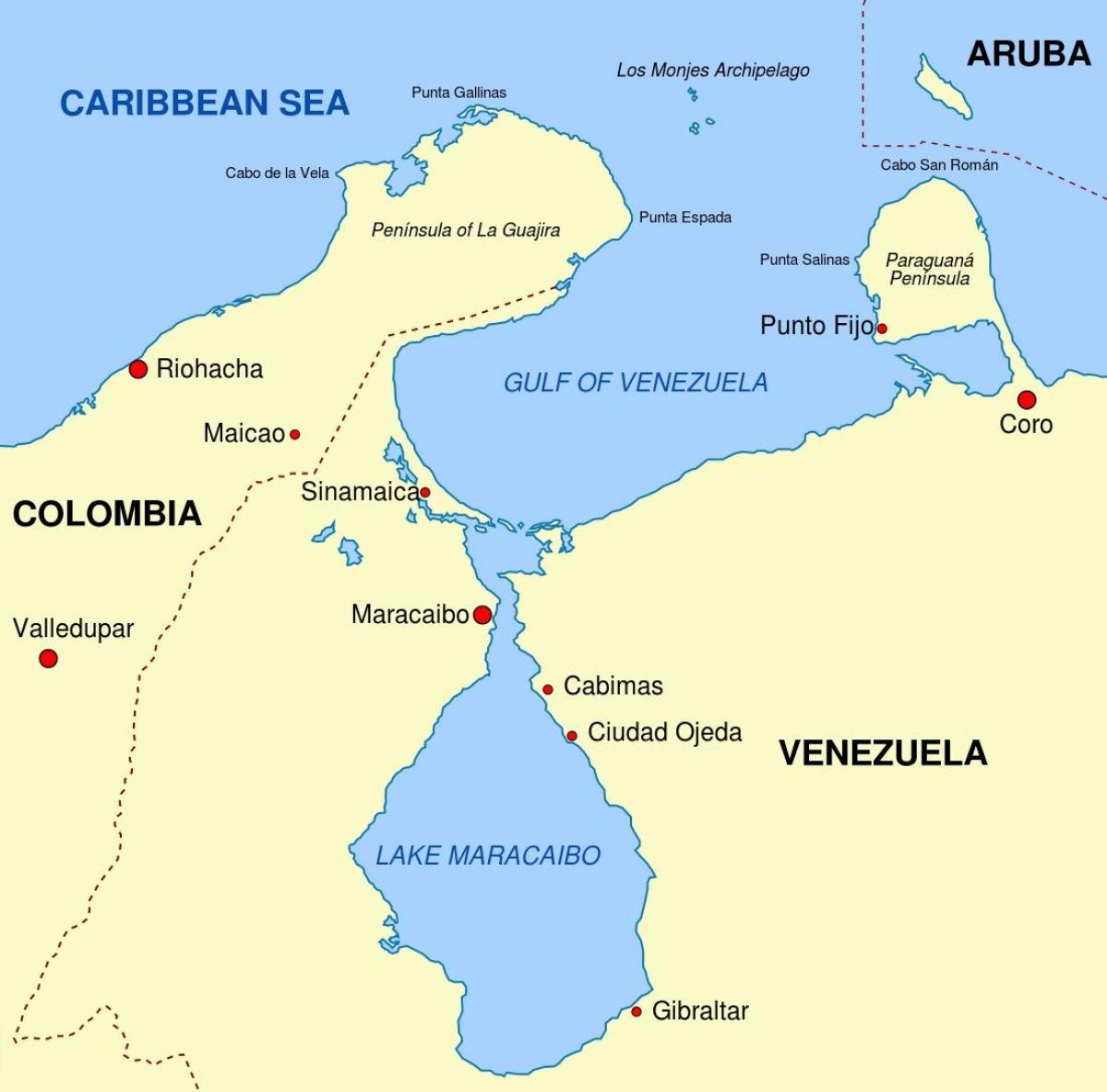 mapa zaliva venecueli